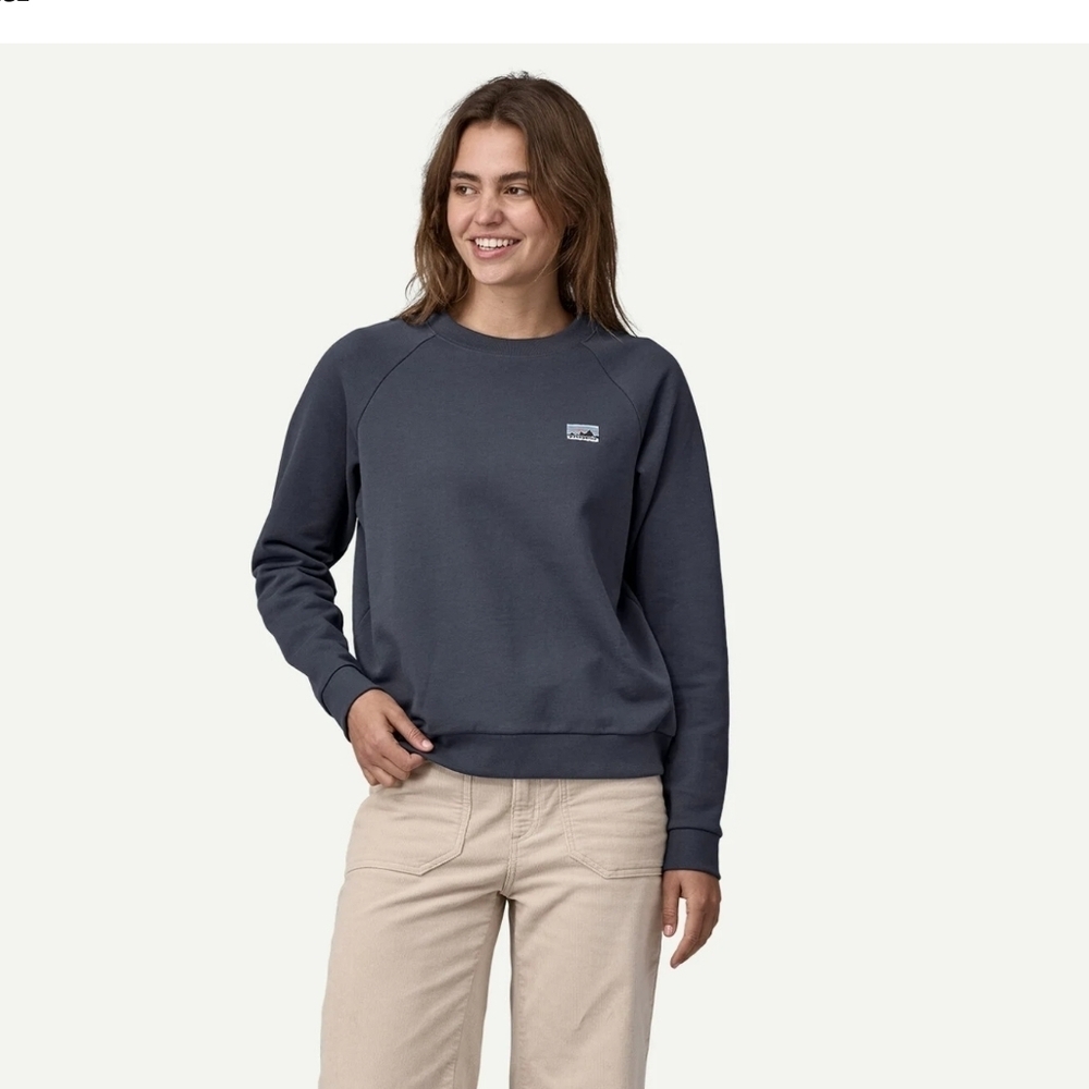 Patagonia Organic Cotton Crewneck Sweatshirt Blue Logo Pullover Small